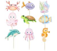 CharmeFleur 36 Piezas Decoración De Cupcakes Con Tema Marino Tortugas Pulpos Palillos Para Cupcake Caballitos De Mar Coral Adornos Para Tartas Con Motivos Submarinos Fies