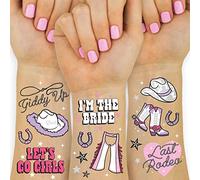 CHarmeFleur 4 Hojas Último Rodeo Despedida de Soltera Tatuajes Temporales 48 Estilos Brillantes Decoración de Fiesta Bach Giddy Up Regalo para Damas de Honor Novia Regalo