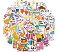 CHarmeFleur 55 Pegatinas Kawaii de Cumpleaños, Multicolor, Vinilo Impermeable, para Botellas de Agua, Teléfonos, Guitarras y más