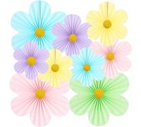 CharmeFleur 9 Piezas Decoraciones De Fiesta En Tonos Pastel Flores De Papel Decoración De Pared Para Aula Abanicos De Papel Ornamentación Floral Muro Floral