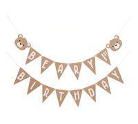 CHarmeFleur Beary 1st Birthday Banner - Pancarta Neutra De Fiesta con Osos, Decoración para Niños, Mi Banner De Cumpleaños Beary