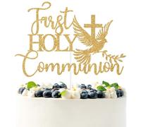 CharmeFleur Decoración de pastel con brillo dorado para comunión, Para su confirmación/Mi Confirmación, Bautizo/Decoraciones de fiesta religiosa Accesorios