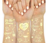 CharmeFleur Gold Junggesellinnen-Tattoos, 54 Unidades | Regalos para Despedida de Soltera, Tatuajes Temporales de Damas de Honor, Accesorios para Fiesta de Bodas Metálicos, Regalo para Damas de