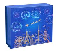 CHARMGIFTBOX Caja de regalo sorpresa con tapa para Navidad, 21 x 18 x 2.8 pulgadas, cajas de regalo azules para regalos, caja de regalo magnética plegable, adecuada para envolver Navidad