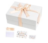 CHARMGIFTBOX Cajas de regalo blancas con tapas, caja de regalo de 28 x 20 x 10 cm con cinta, cajas de regalo plegables con cierre magnético para regalos, la caja de propuesta de dama de honor