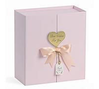 CHARMGIFTBOX Cajas de regalo negras, 17 x 17 x 7,5 cm, caja de regalo pequeña con tapa y cinta premium para envolver regalos de bodas y regalos de cumpleaños, cartón con diseño de doble puerta