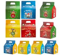 CHARMGIFTBOX Paquete de 12 caja de galletas de merienda navideña, cajas de regalo de fiesta 3D, bolsas de dulces pequeñas de Navidad estilo casa de dulces