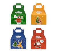 CHARMGIFTBOX Paquete de 24 caja de galletas de merienda navideña, cajas de regalo de fiesta 3D, bolsas de dulces pequeñas de Navidad estilo casa de dulces