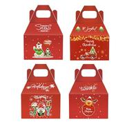 CHARMGIFTBOX Paquete de 24 caja de galletas de merienda Navideña, cajas de regalo de fiesta 3D, bolsas de dulces pequeñas de Navidad estilo casa de dulces