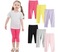 Charmi Leggings Capri 3/4 Pantaloni Estivi Tinta Unita Bambina Pacco da 6 Verano Colorido 6-7 Años (Tamaño del Fabricante 130)