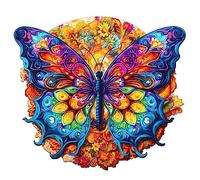 CHARMIBLE Puzzle de madera para adultos, 300 piezas, mandala mariposa, rompecabezas de madera para adultos, 40 x 35,8 cm, rompecabezas de madera único, incluye caja de madera