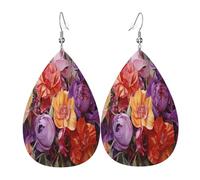 Charming and Noble Bouquet - Pendientes de piel con forma de lágrima para mujer, ligeros, de PVC, ganchos de plata 925, impresiones de doble cara, regalo hipoalergénico