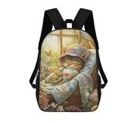 Charming Cat in Garden Bed Mochila Escolar, Mochila Informal, Mochila De Día, Mochila Escolar, Mochila De Trabajo, Mochila De Viaje Para Adolescentes, Niñas, Niños, Mujeres Y Hombres 17inch