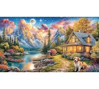 Charming-Cottage-by-a-Flower-Filled-Pond 1000 Piezas Puzzle Adultos Papel Reciclado Juego desafiante Educativo Regalo para Mujeres y Hombres 38x52/1000pcs