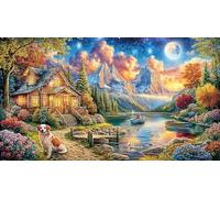 Charming-Cottage-by-a-Flower-Filled-Pond Puzzle Adultos 1000 Piezas Papel Reciclado Juego Familiar Divertido Desafiante para decoración Mural 38x52/1000pcs