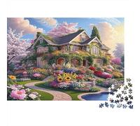 Charming Cottage Garden Colourful Cozy Cottage Garden 1000 Pieces Adult Jigsaws Birthday Fun Activity for Rainy Days 38x26cm/1000pcs