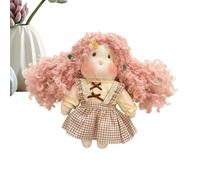 Charming Cotton Doll - Floral Dress Toy for Kids Gift | Stuffed Long Hair 18x13cm Size, 49g Lightweight, Cute Plush Decor for Sofa Bedroom Car Apartment Valentines Birthday Girlfriend Children