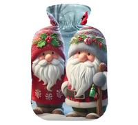 Charming Gnomes Snowy Scene - Botellas de agua caliente con pies de cubierta suave y calentador de cama, bolsa de agua caliente para cuello, hombros y calambres menstruales, 2 L