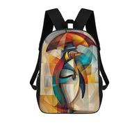 Charming Penguin - Cubist Dandy in The Rain Mochilas Para Niños Y Estudiantes, Mochilas Escolares Impresas En 3D, Mochilas Para Estudiantes De Primaria Y Secundaria Para Niños Y Niñas 17inch