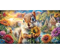 Charming-Squirrel-and-Duck-by-Lake-with-Mountains 1000 Piezas Puzzle Educativo Papel Reciclado Juego Familiar Desafiante para Adultos 38x52/1000pcs
