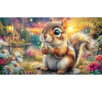 Charming-Squirrel-Holding-Duckling-by-Mountain-Lake Puzzle Familiar 1000 Piezas Papel Reciclado Desafiante y Divertido para Adultos 38x52/1000pcs