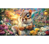 Charming-Squirrel-Holding-Duckling-by-Mountain-Lake Puzzle para Adultos 1000 Piezas Juego Familiar Divertido y desafiante Papel Reciclado para decoración Mural y Regalos 38x52/1000pcs