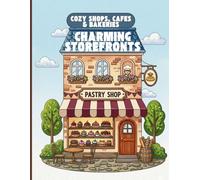 Charming Storefronts Cozy Shops, Cafes,cinemas & Bakeries coloring pages for adults: Stress relief coloring book