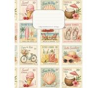 Charming Summer Postage Stamp Collection Notebook: Vintage Beach & Coastal Memories Journal | 120 College Ruled Pages | Large 8.5" x 11" Lined Notebook