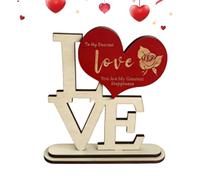 Charming Wooden Ornament - Valentines Sign for Celebration | Rustic Love Design with Polished Texture, Romantic Accent Piece, Bedroom Living Room Kitchen Farmhouse Office Mantel Shelf Desk Decor