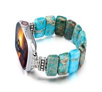 CHARMINGO Pulsera de cuentas de piedra compatible con Apple Watch Band de 38 mm, 40 mm, 41 mm, para mujer, hecha a mano, jaspe turquesa, correa para Apple Watch Series 9, 8, 7, 6, 5, 4, 3, 2, 1, Ultra