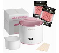 CHARMKEY Kit de depilación para mujer, calentador de cera con pantalla digital con cuentas de cera dura de 200 g, máquina de cera con cuenco de silicona de 16.9 onzas en casa para cara, cejas, bikini