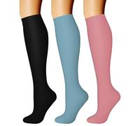 CHARMKING 3 pares de calcetines de compresión de cobre para mujeres y hombres, circulación de 15-20 mmHg es mejor para todo el día desgaste enfermera
