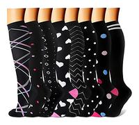 CHARMKING Calcetines de compresión para hombre y mujer, circulación, 15-20 mmHg, el mejor apoyo atlético, correr, ciclismo, 8 pares de medias, unisex para adultos, 08