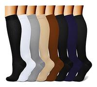 CHARMKING Calcetines de compresión para hombres y mujeres, 15-20 mmHg, son el mejor soporte para atletismo y ciclismo, 8 pares - C-102, S-M, 21 negro 3 pares/blanco/gris/amarillo/marrón/azul marino