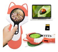 Charmline microscopio Digital 2 en 1 para niños, un Objetivo de cámara y un Objetivo de microscopio, Microscope for Kids 100X, Regalo Ideal para pequeños exploradores, 16GB, Zorro