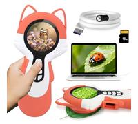 Charmline microscopio Digital 2 en 1 para niños, un Objetivo de cámara y un Objetivo de microscopio, Microscope for Kids 100X, Regalo Ideal para pequeños exploradores, 16GB, Zorro, con endoscopio