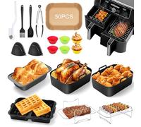 Charmofun Accesorios Freidora de Aire, Molde Silicona Freidora de Aire Para Ninja Foodi AF300EU AF400EU AF500EU, 7.6L-9.5L Caliente Accesorios Dual Zone Airfryer