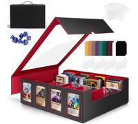 Charmofun Caja Cartas Magic para 2400+ Cards, Deck Box con 10 Divisores de Colores,1 Bandeja, 4 Clips De Cierre, Fundas Cartas, Cajas de Cubierta Magnéticas Premium (Rojo, 2400+)