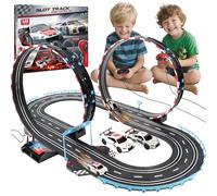 Charmofun Circuito Coches Eléctrica para Niños 6-12, Pista de Coches Electricos Circuito de Slot a Escala 1/43, Pista Coches Teledirigido, Longitud 366 cm, Tamaño 100×68×38 cm