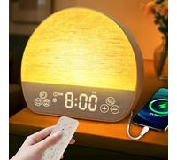 Charmofun Despertador Luz Natural, Despertador Amanecer con 37 Sonidos relajantes, 2 Alarmas y Función Snooze, Sunrise Alarm Clock con Mando a Distancia Ideal para Dormilones y Niños