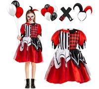 Charmofun Disfraz Robin Hood Niña 3-12 Años, Vestido Medieval Infantil Niño con Capa, Brújula, Collar, Cinturón y Calcetines, Disfraz de Carnaval y Fiesta de Disfraces (Niña, 140)