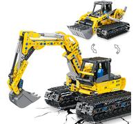Charmofun Excavadora&Bulldozer de 2 en 1 Juguete, 399 PCS Stem Bloques de Construcción Técnicas, Vehículo de Construcción para Niños, Regalo Creativo para Niños Niñas de 7 Años o Más