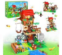 Charmofun Juego de Construcción de Casa en el Árbol, Set de Construcción de Casas en el Árbol con 6 Personajes y 6 Animales, Friends Casa del Árbol de la Amistad para Niños a Partir de 8 Años