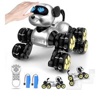 Charmofun Perro Robot Niños, 8WD Robot Juguete Teledirigido, RC Perro Programable, Juguetes Interactivos Inteligentes Dance Música Regalos Creativos para Niños 3+ Años (Negro)