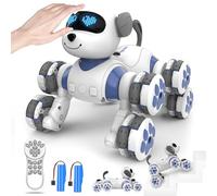 Charmofun Perro Robot Niños, 8WD Robot Juguete Teledirigido, RC Perro Programable, Juguetes Interactivos Inteligentes Dance Música Regalos Creativos para Niños 3+ Años (Blanco)