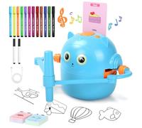 Charmofun Robot de Dibujo para Niños, Drawing Robot con 100 Tarjetas, Robots Inteligente Juguete Recargable, Juguete Educativo Interactivo con Voz para Niños y Niñas a Partir de 3 Años (Azul)