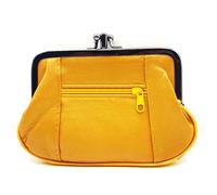 Charmoni - Cartera para mujer, cierre de clic clac, cierre con cremallera, 15 x 10 x 1 cm, amarillo, talla única, Clásico