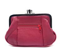 Charmoni - Cartera para mujer, cierre de clic clac, cierre con cremallera, 15 x 10 x 1 cm, granate, talla única, Clásico