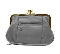 Charmoni - Cartera para mujer, cierre de clic clac, cierre con cremallera, 15 x 10 x 1 cm, gris, Taille unique, Clásico