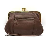 Charmoni - Cartera para mujer, cierre de clic clac, cierre con cremallera, 15 x 10 x 1 cm, marrón, talla única, Clásico